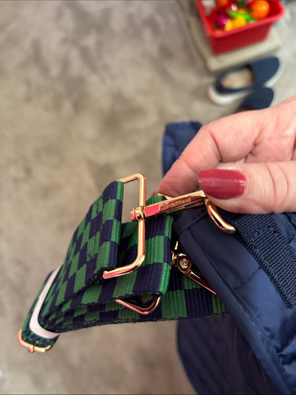 Quilted Navy Crossbody Bag with Removable Strap - Picture 4 of 4